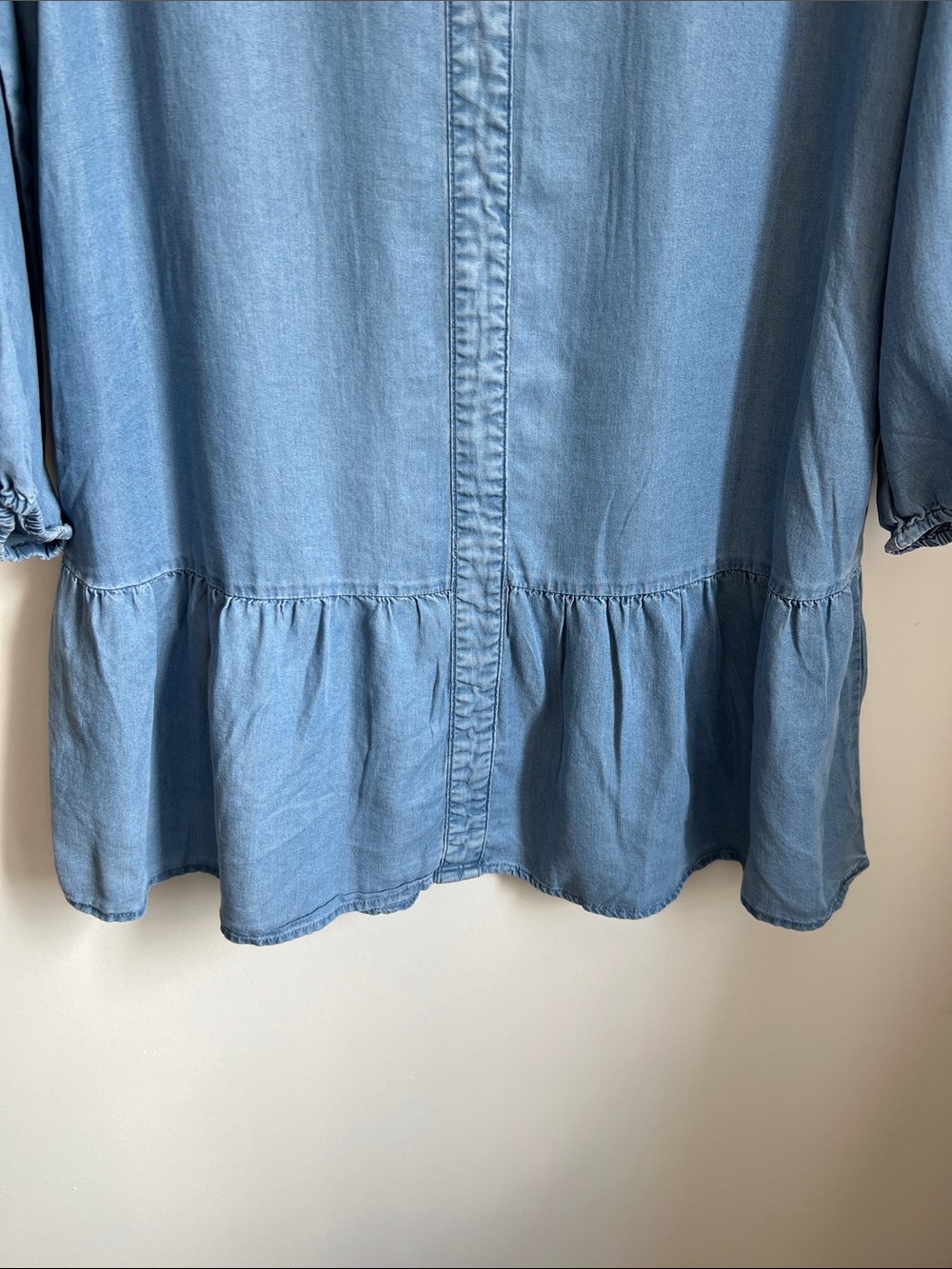 Buffalo David Bitton Chambray Tiered Dress Pockets Sz M Cottagecore Boho Prairie - Picture 8 of 13